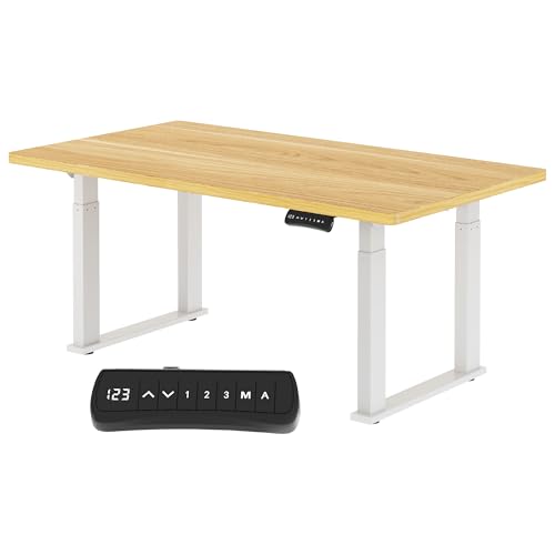 FLEXISPOT Escritorio Elevable Eléctrico 200x80 cm con Doble Motor, Carga 150 kg, 4 Patas, Función Anticolisión, Memoria de Altura, Mesa Regulable Estable y Silenciosa para Comedor, Arce