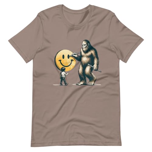 Bigfoot T-shirt Smiley artistique haut de gamme en taille Large couleur galet