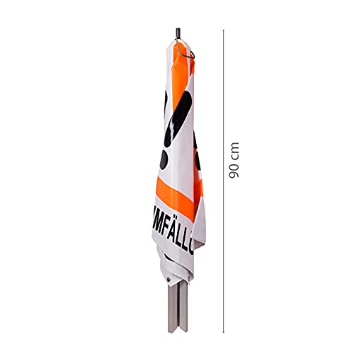 Warnpyramide/Faltsignal - BAUMFÄLLUNG - VZ101-Ausrufezeichen (1 - tagesleuchtend weiß, 70 cm schwer mit Federmechanismus)