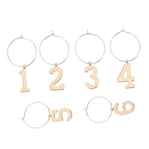 Unomor 6 Pcs Golden Wine Glass Identifiers Cup Markers for Parties Practical and Decorative Drink Charms to Avoid Misunderstandings at Gatherings