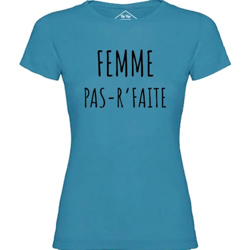 T-Shirt Femme Pas-r'faite Bleu en Coton Marine Col Rond
