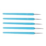 Abaodam 5 Stück Profi Detailpinsel mit Wolfshaarspitze Feine Malpinsel für Acryl Aquarell und Ölmalerei Himmelblau Leicht und Reisetauglich für Miniatur und Detailarbeiten