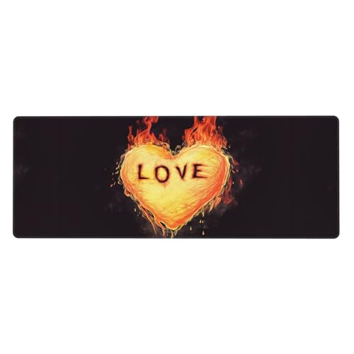 Tapis de souris de jeu 80x30 cm Love Burns base caoutchouc antidérapante