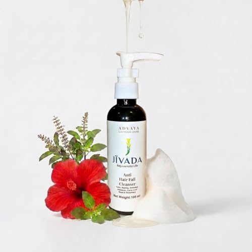 Image of JIVADA Anti-Dandruff & Hairfall Cleanser | Soothes Itchy Scalp & Redness | Controls Hair Thinning | Curry Leaf, Rosemary, Shikakai, Basil | Dermatologically Tested | Sulphate & Paraben Free | 100ml