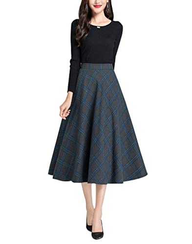 Jupe longue femme hiver en laine chaude avec taille haute élastique de 66cm