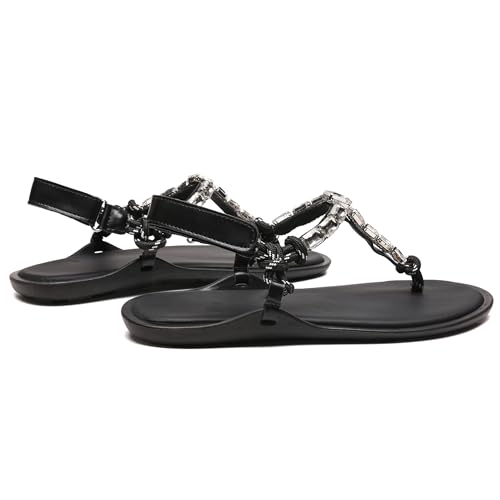 Rope Flip Flop Sandals for Women Adjustable T Strap Slip on Comfortable Thong Sandals Women Dressy