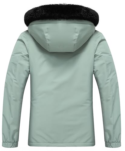 Image of MOERDENG Women's Ski Jacket Waterproof Warm Winter Coat Hooded Snowboarding Jacket Versatile for Hiking & Winter Activities