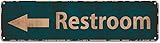 Letrero de metal vintage con flecha izquierda para baños, oficinas, negocios, restaurantes, 4 x 16 pulgadas