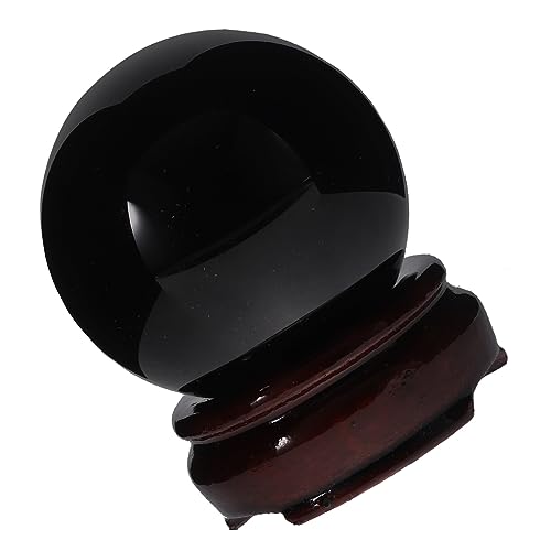 Sphère naturelle en obsidienne noire de qualité supérieure avec support