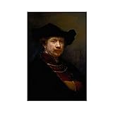 Rembrandt Selbstportraits von Rembrandt Leinwand-Poster, Wandkunst, Deko, Bild, Gemälde für Wohnzimmer, Schlafzimmer, Dekoration, ungerahmt: 30 x 45 cm