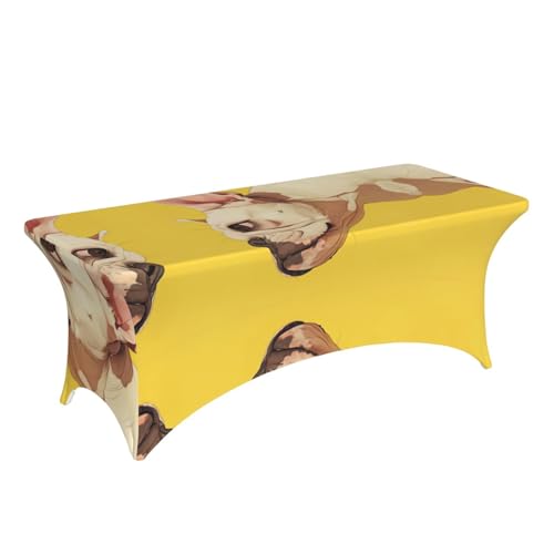 Housse de table élasthanne bouledogue français pour cacher table usée 1,8m - 4