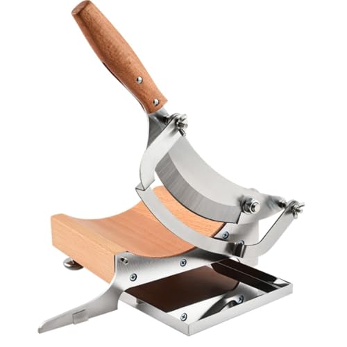 bangminda Stainless Steel Manual Meat Slicer,Manual Frozen Meat Slicer,Adjustable Thickness 0-12mm Meat Cutter Slicer with Stainless Cutting Board for BBQ, Beef Mutton Rolls, Vegetable Fruit Slicing