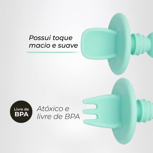 Kit Colher e Garfo Alimentação Bebê Freso Baby Silicone Livre BPA Atóxico Antibacteriano Introdução