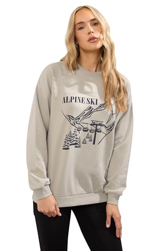 Image of Long Tall Sally - Lts Tall Brown 'Alpine Ski' Slogan Sweatshirt - Women's