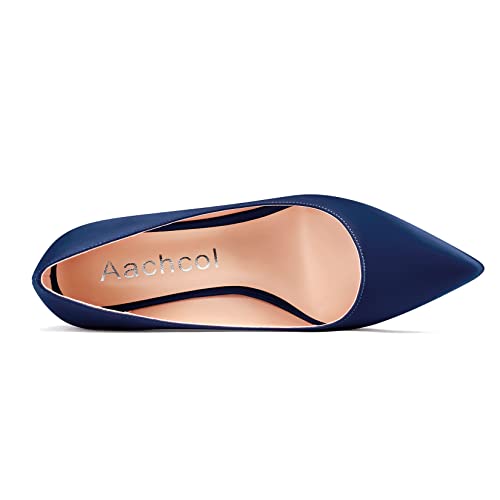 Aachcol Women Wedge Pumps Pointed Toe Mid Heel Slip-on Dress Shoes Wedding Party 2 Inch4