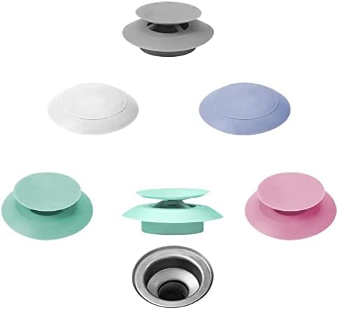 JdikGdik 5 Packs Sink Stopper Silicone Bathtub Stopper,Kitchen Sink Drain Strainer,Bathroom Drain Plug Drain Stopper,Shower Drain Sink Cover with Hair Strainer, Laundry Sink Drain Stopper (5 Colors)