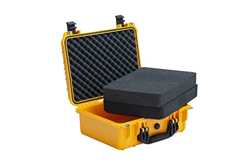 Image of MEIJIA All Weather IP67 Waterproof Hard Camera Case,Hard Protective Case,Hard Case with Customizable Foam,Fit Use of Drones,Camera,Equipments,Pistols(Yellow,15.98x12.99x6.85inches)