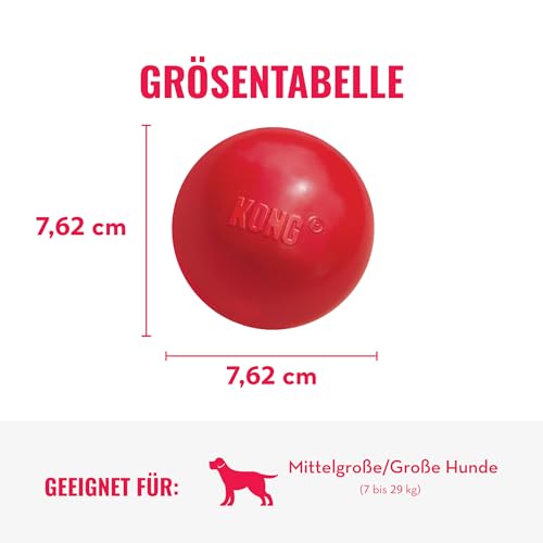 KONG Ball mit Loch - Hundespielzeug zum Apportieren - Klassischer Gummiball für Training und Spiel - Für Große/Mittelgroße Hunde - Rot