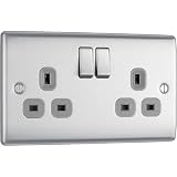 Masterplug NBS22G - Tomacorriente (13 A, acabado en acero pulido)