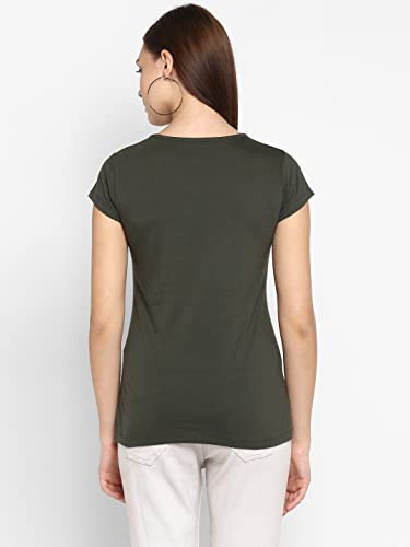 Image of Modeve Women Printed Cotton Blend Half Sleeve Round Neck T-Shirt for Summer