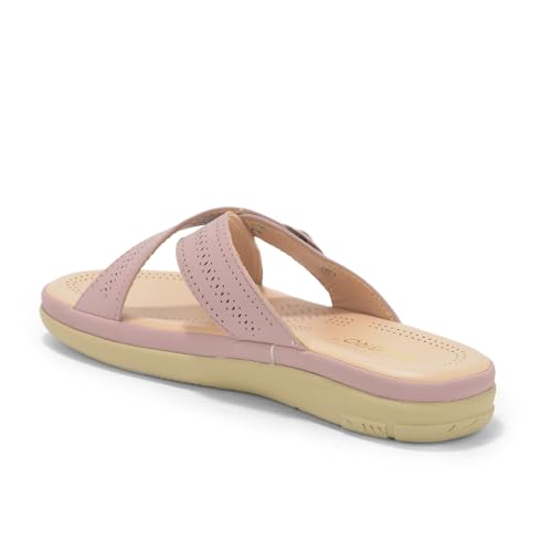 Image of SELBRO Women's Comfort Slip-On Sandals - Lightweight Criss-Cross Strap Flats with Laser-Cut Detail and Cushioned Footbed - Stylish Everyday Walking Flats SAR-CHD126