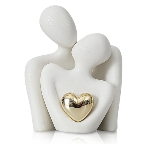 JJQHYC Estatuilla Romántica de Pareja, Figura de Amor Cerámica