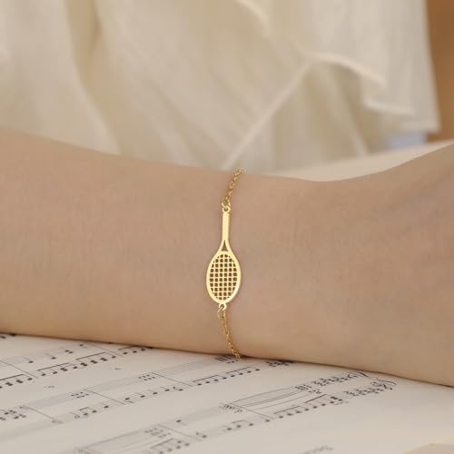 Tennis Racket Bracelet for Women Men Dainty Adjustable Racket Charm Layering Sport Bangle Bracelet Lover Jewelry Tennis Gifts for Women Men Players4