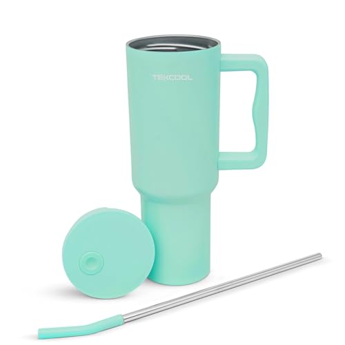 Image of Tumbler with lid and Straw 1200ML Cup Stainless Steel Hot and Cold with Handle and Lid 2 Straw Vacuum Insulated Tumbler for Water, Iced Tea or Coffee Office Gym Travelling