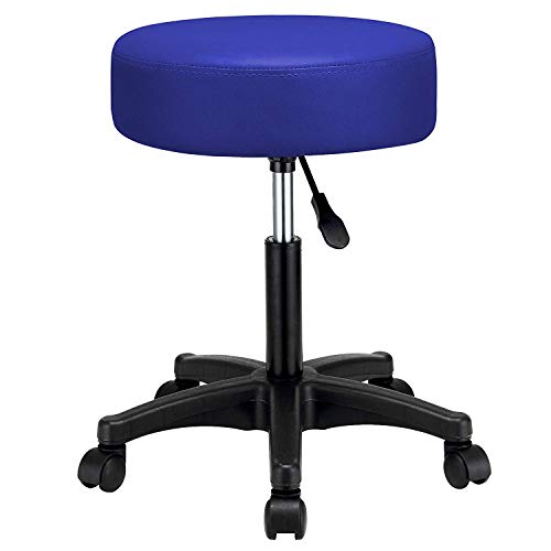 Image of Height-Adjustable Faux Leather Swivel Bar Stool for Salon, Doctor, Medical, Spa, Restaurant, Stool for Kitchen, Stool for Musicians in Dark Blue Color
