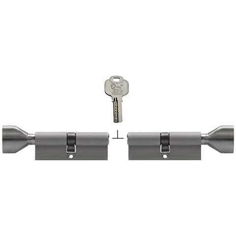 2x thumb turn knob euro cylinder locks 40/40mm, keyed alike, with 10 reversible keys (40x40) Cover