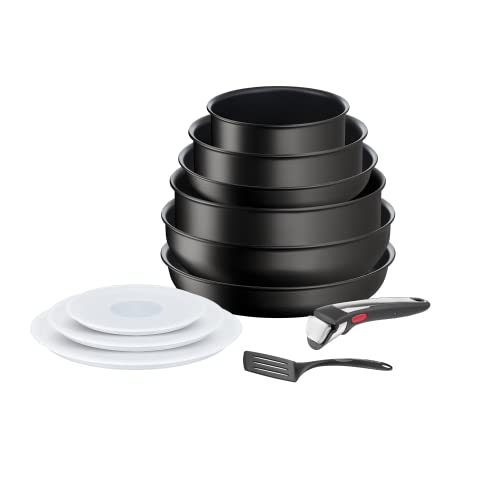 Tefal Ingenio Eco Resist On Batterie de cuisine 11 p, Empilable, Induction, Facile à nettoyer, Revêtement antiadhésif, Indicateur de démarrage de cuisson, Cuisson saine, Fabriqué en France L7679002