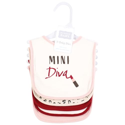 Image of Hudson Baby Infant Girl Cotton Bibs, Mini Diva, One Size