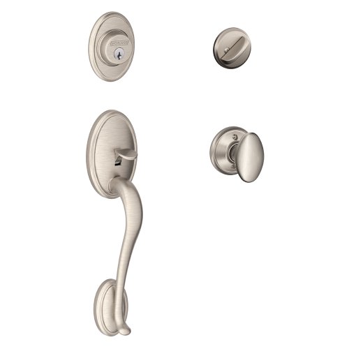 SCHLAGE Wakefield Single Cylinder Handleset and Siena Knob, Satin Nickel (F60 WKF 619 SIE)
