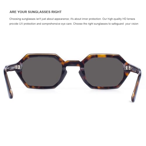 Hexagon Polarized Sunglasses for Women and Men, High Definition, Anti-Glare, UV Protection 1777S4