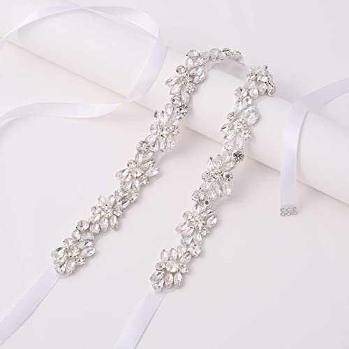 Weztez Crystal Bridal Belt Handmade Wedding Sash With Rhinestones Pearls Belt For Bridal Gowns (Silver-White) #TOP5