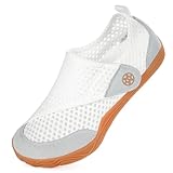Women's Wide Width Diabetic Shoes Men's Adjustable Walking Shoes Breathable Arthritis Edema Barefoot Slippers Lightweight Slip On Sandals Non-Slip Zero Drop Sole White