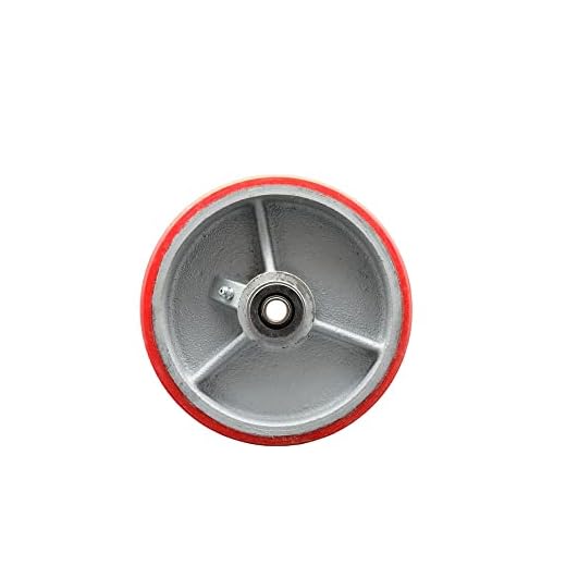 6" x 2" Red Polyurethane on Silver Semi Steel Cast Iron Wheel Only with Roller Bearing - 1/2" Bore - 1200 lbs Capacity per Wheel - Service Caster Brand