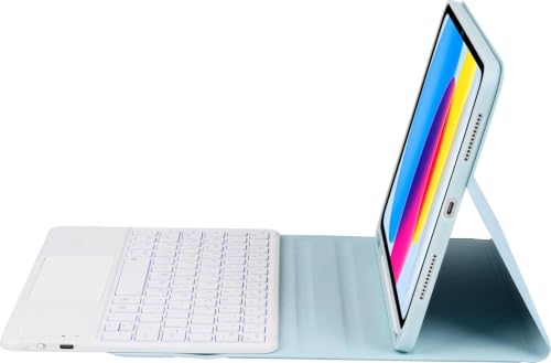 Image of RTSY Keyboard case for Samsung Galaxy Tab A11+ / A11 Plus 2025 (11 Inch) & A9+ / A9 Plus 2023 (11 Inch),7-Color Backlit & Touchpad,Multi Angle,Wireless Magnetically Detachable Keyboard Cover-Blue /White