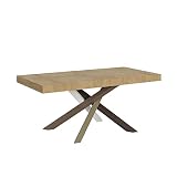Mesa Volantis multicolor 4/C extensible 90 x 180 cm alargada 284, tablero roble natural, marco 4/C, colores bloqueados