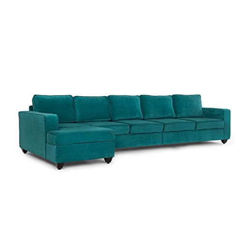 Image of Wakefit Sofa Set | 3 Year Warranty | Sofa 3 Seater, 3 Seater Sofa for Living Room, Wooden Sofa Set, 4 Seater + Left Aligned, Sofa for Living Room - Napper(Malphino : Malibu Green)