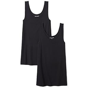 Amazon-Essentials-Womens-2-Pack-Slim-Fit-Tank Amazon Essentials Women's Slim-Fit Tank, Pack of 2, Black, Large
