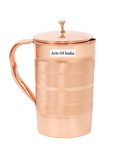 Arts Of India Copper Pitcher and 4 Tumbler Set, Pure Copper Jug, Handmade, Best for Water, Ayurveda, Moscow Mule, Cocktails 54.10 OZ