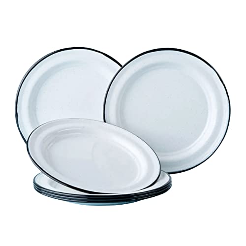 El Mejor Listado de Platos para ensalada , listamos los 10 mejores. 48 Cinsa Juego de platos ensaladas Rustik 6 piezas, diametro 22 cm, Peltre ligero (Blanco Filo Negro)