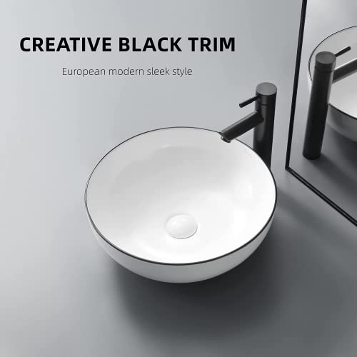 Davivy 15.7'' Round Vessel Sink With Pop Up Drain,Bathroom Vessel Sinks,Bathroom Sinks Above Counter,White Vessel Sink,Ceramic Vessel Sink,Round Sinks For Bathrooms #TOP5