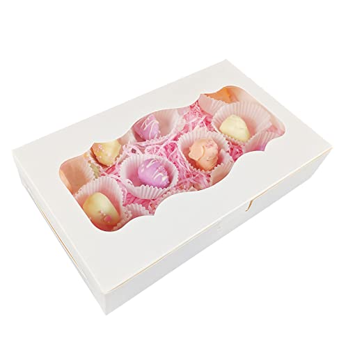 Aumodizzy 15Pcs 10X6X2 Inch Cookie Boxes White Bakery Boxes With Window Treat Boxes Gift Boxes For Chocolate Covered Strawberries, Desserts, Donuts, Muffins, Candies And Pastries (10 Inch) #TOP2