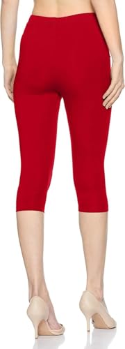 Image of Women's 3 /4 Calf-Length Leggings - Stretchable Cotton Blend, Comfortable Everyday Wear