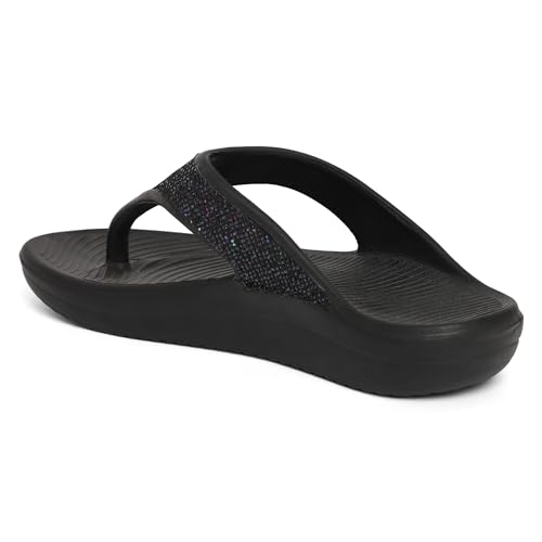 Image of GOLDSTAR SASHA-02 Black Comfortable EVA Waterproof Slippers Flip Flops Chappals Cushioned Sliders Daily Use Slipper Slip-On Slipper /Sliders For Women