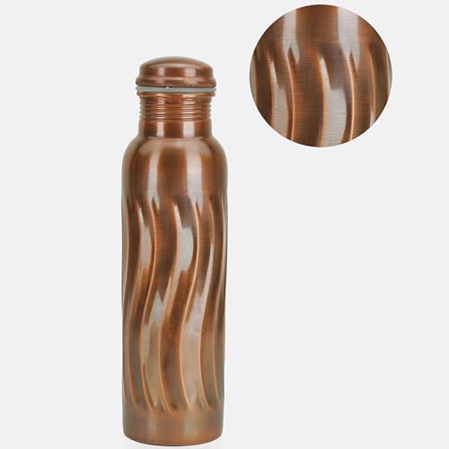 FURNISHFUL FINESSE Set of 2 Hammered Pure Copper Bottle with Carrying Bag for...