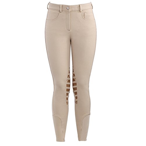 HR Farm Horse Riding Women's Knee Patched Silicone Grip Breeches (Beige, 32)