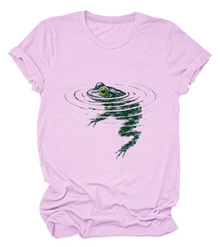 Image of Frog Swimming T-Shirt - Cozy Vintage Swimming Frog Shirt for Women Men